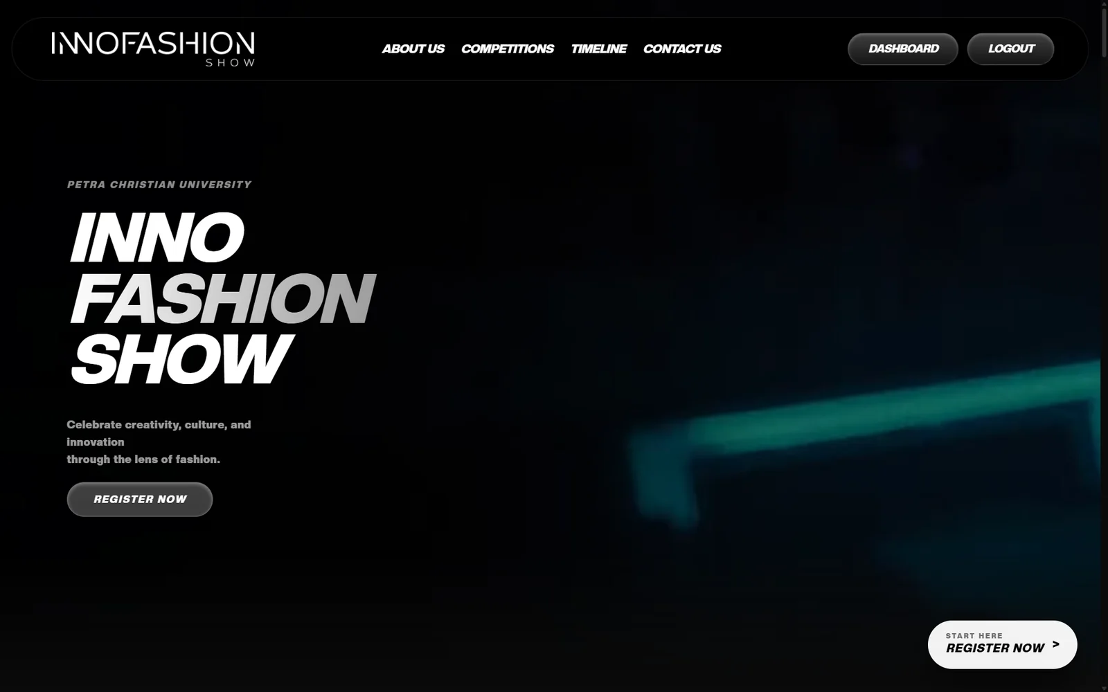 Innofashion Show 8 landing page with register now call to action.
