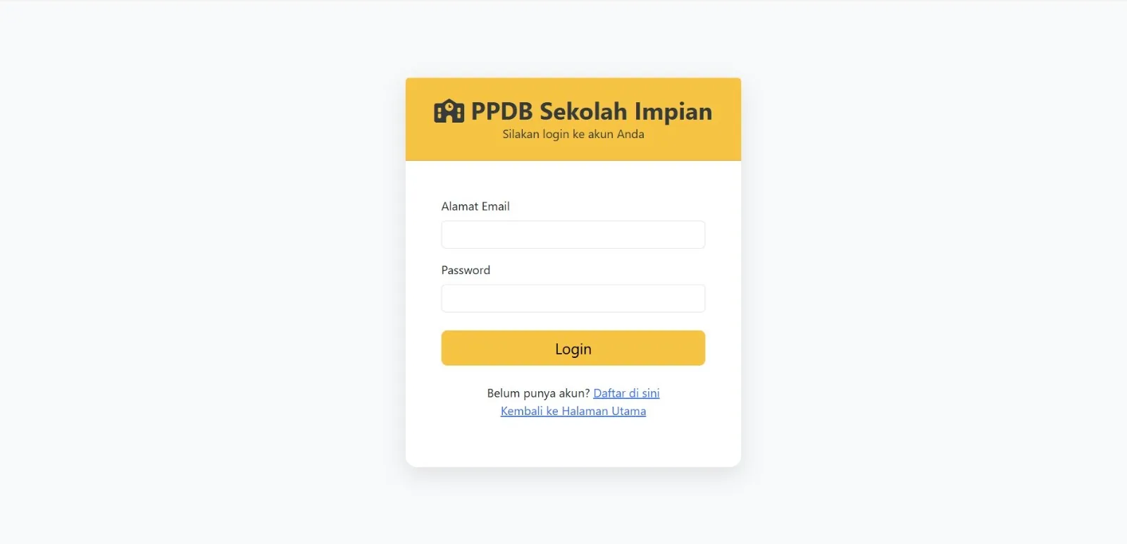 PPDB school admissions login page.